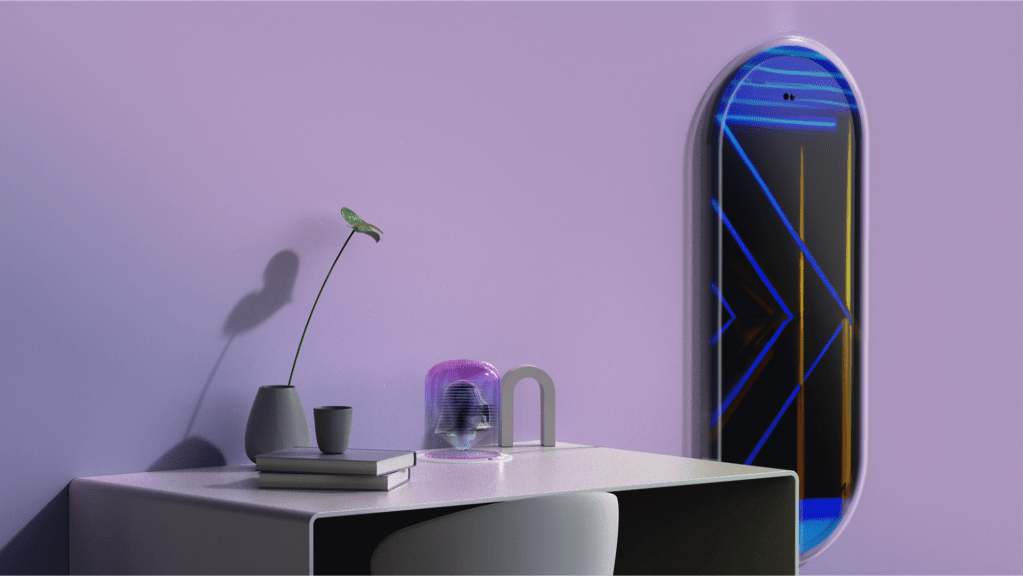 NFT bubble next to Portal Mirror in home setting